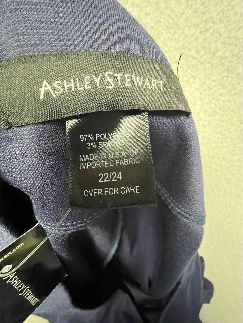 Ashley Stewart A-Line Pull On Midi Skirt Womens Plus Size 22/24 Navy Comfort